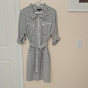Striped Black and White Shirt Dress